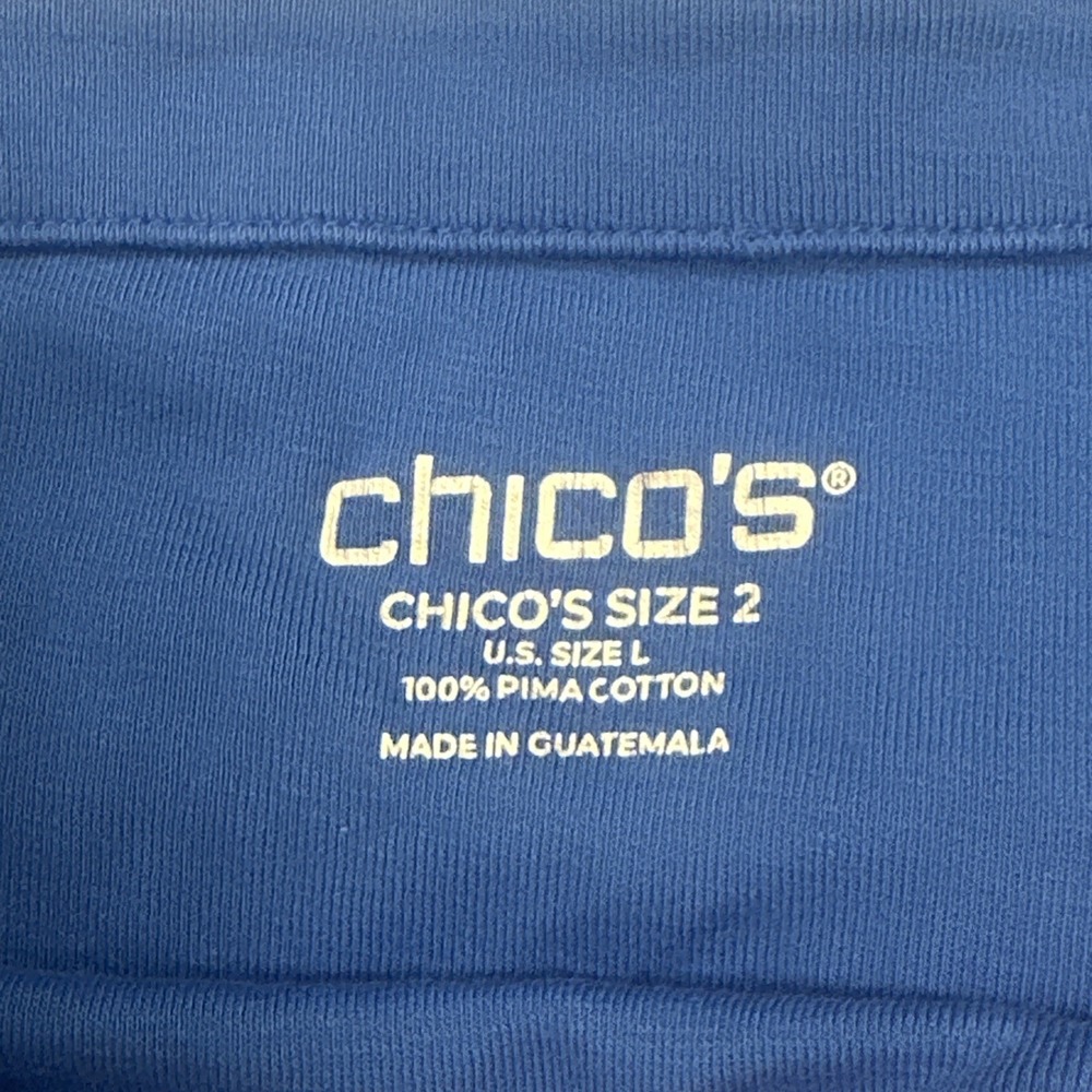 Lot Of 2 Chicos Large Pima Cotton Shirts Basic Closet Staple Lot Top Size 2 - Picture 3 of 9